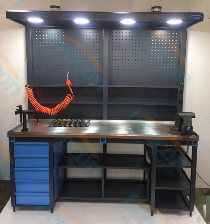 {Diesel Fuel Injection Component Storage and Repair Bench}