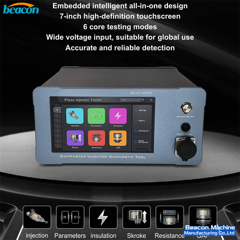 piezo injector tester, common rail injector tester, injector gap tester, injector stroke tester, injector insulation tester, bosch 0445116018 tester, mercedes mp4 piezo tester, diesel piezo injector diagnostic