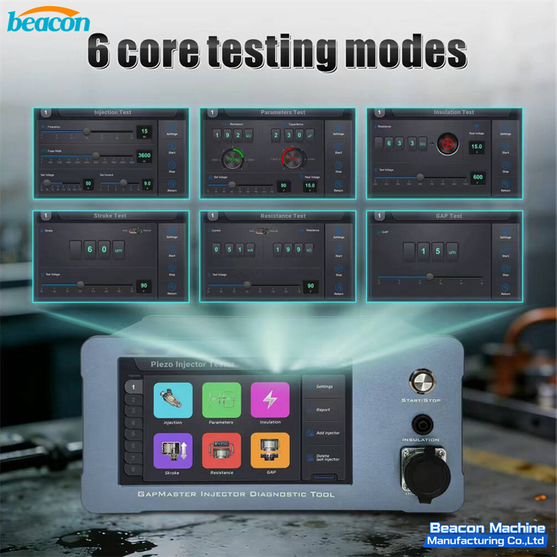 piezo injector tester, common rail injector tester, injector gap tester, injector stroke tester, injector insulation tester, bosch 0445116018 tester, mercedes mp4 piezo tester, diesel piezo injector diagnostic