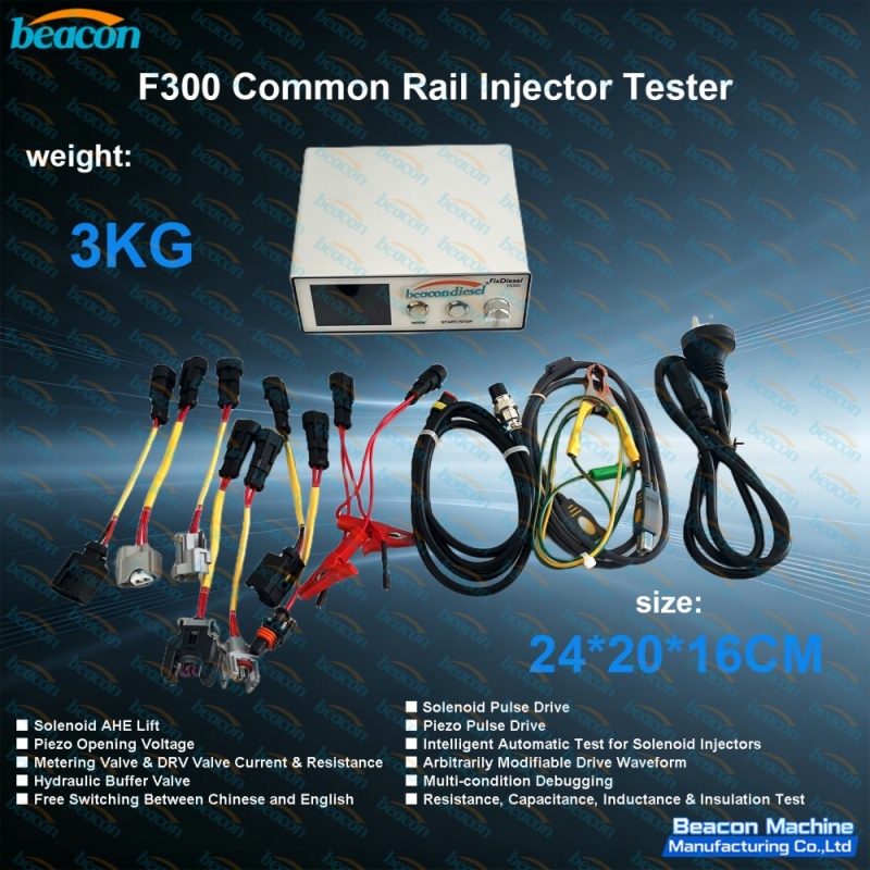{F300 Solenoid and Piezo Common Rail Injector Tester DRV Valve AHE Waveform Diagnostic}
