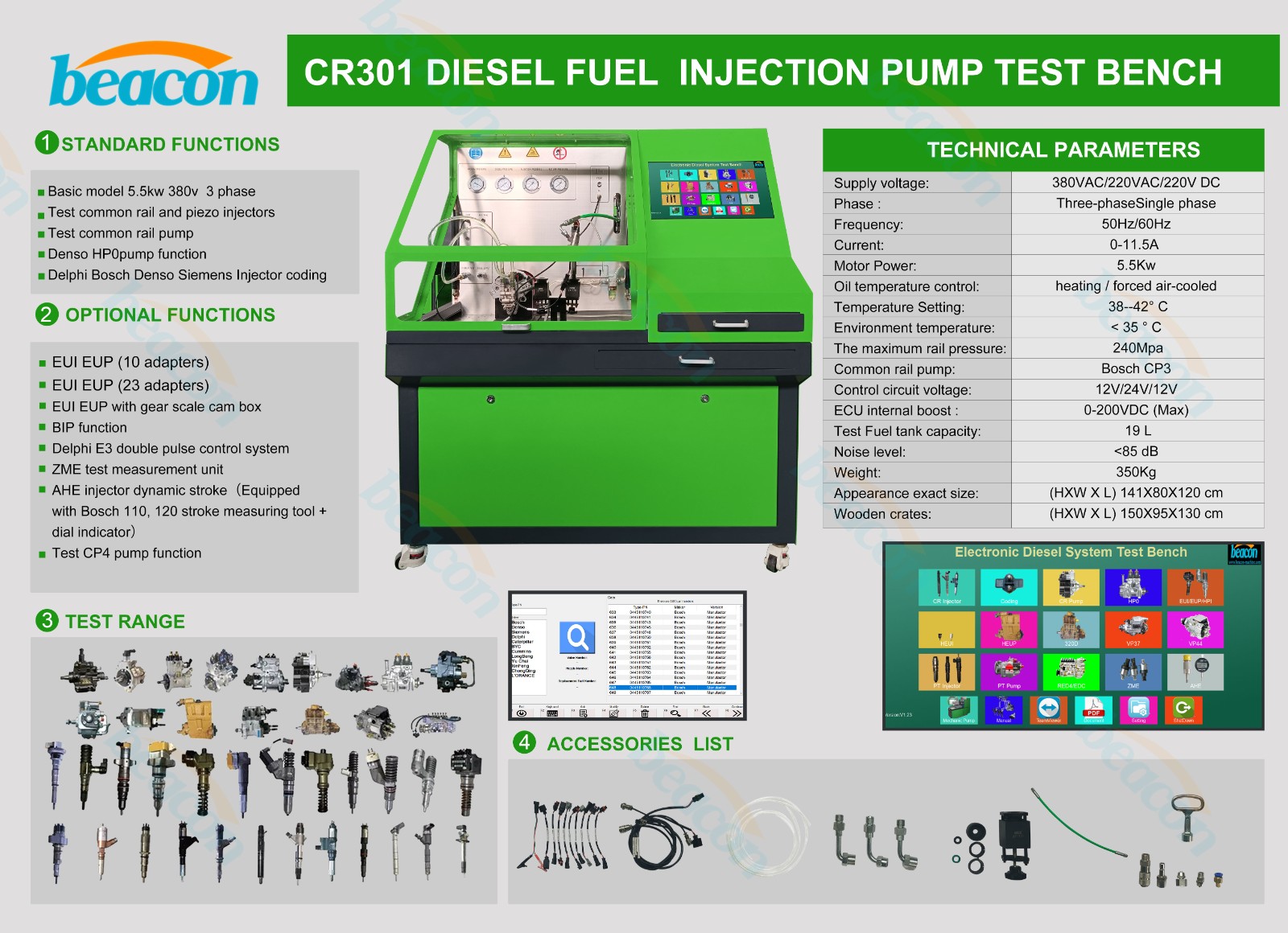 common rail simulator, injector testing tool, CRS-708 bench
